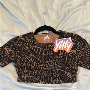NWT Yitty Mesh Me Smoothing Midi Top, logo design | Crop Top